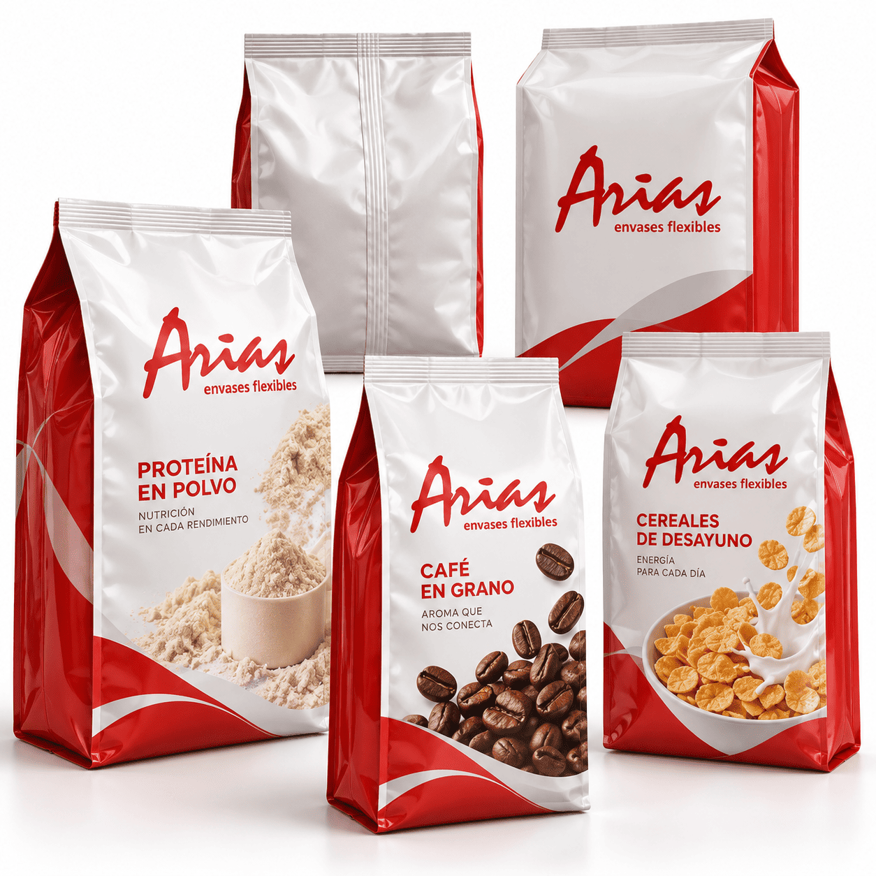 Bolsas con soldadura dorsal y Stabilo para café, cereales y proteína en polvo